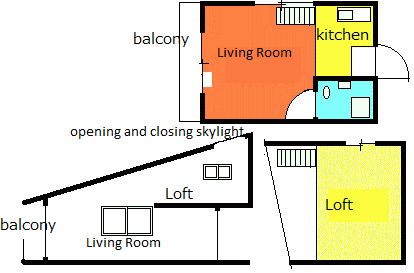 apartment with loft@floor plan