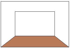 ロフトの奥に収縮色を貼った略図と同じ大きさの白い部屋